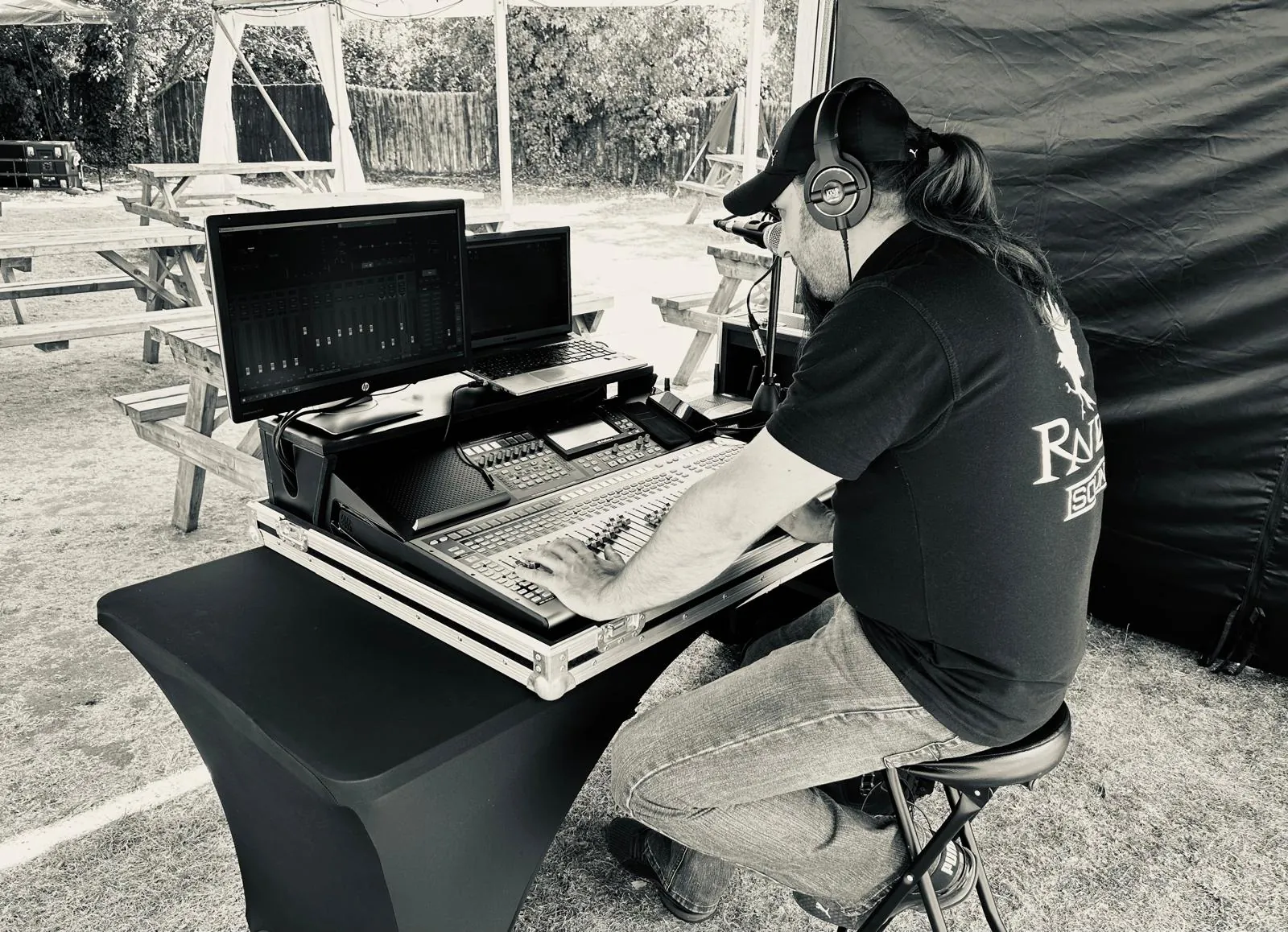 Jamie at the mixing desk